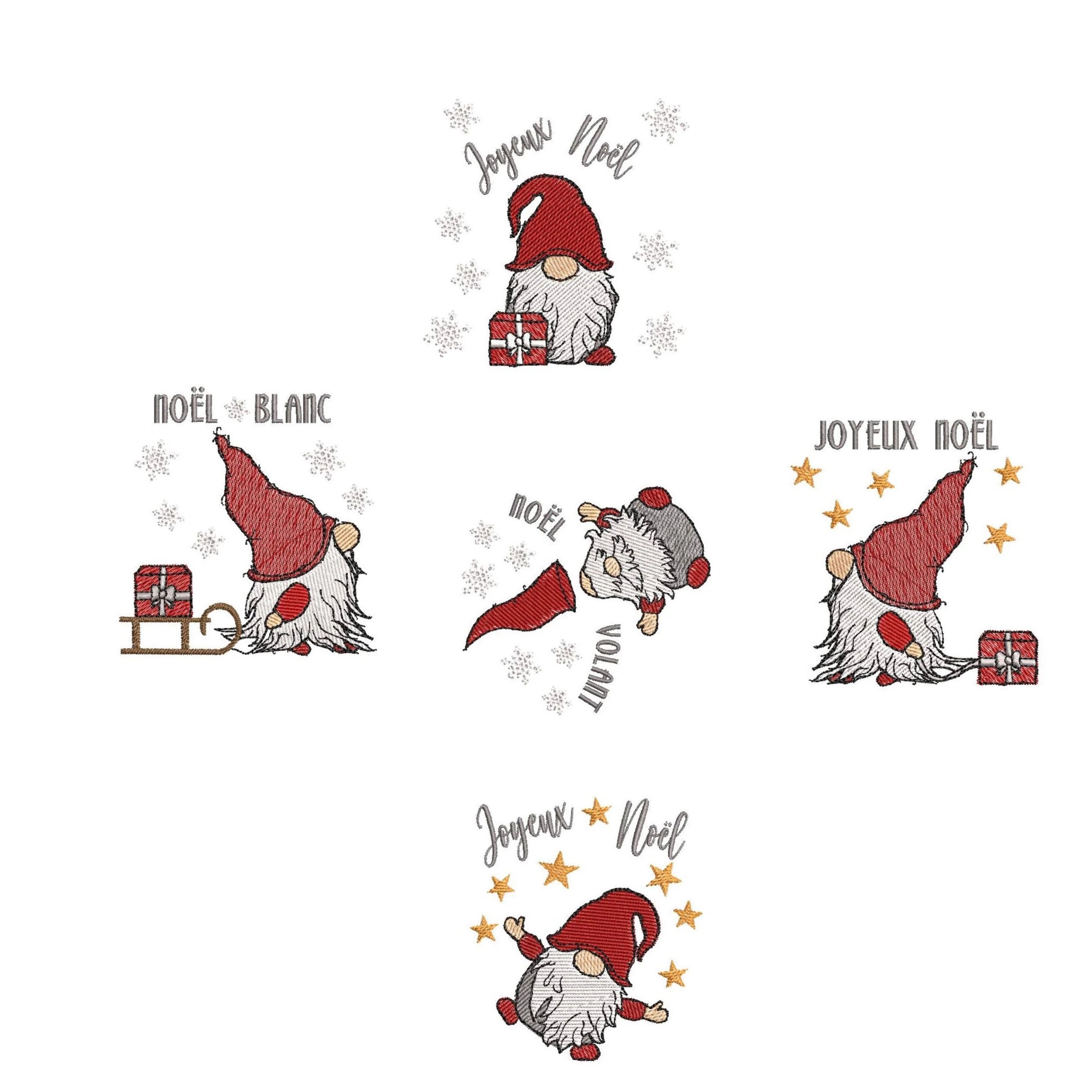 Stickdatei Weihnachtswichtel französische Texte