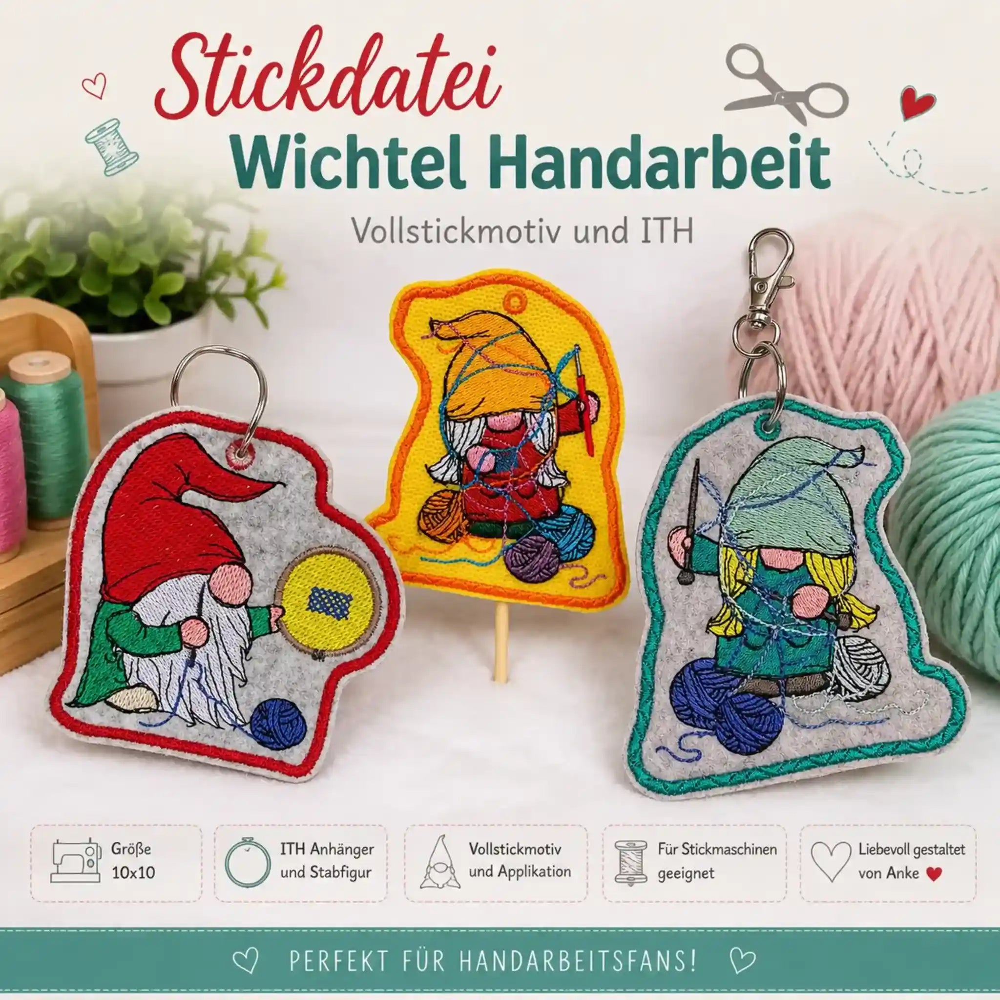 ITH Stickdatei Wichtel Handarbeit