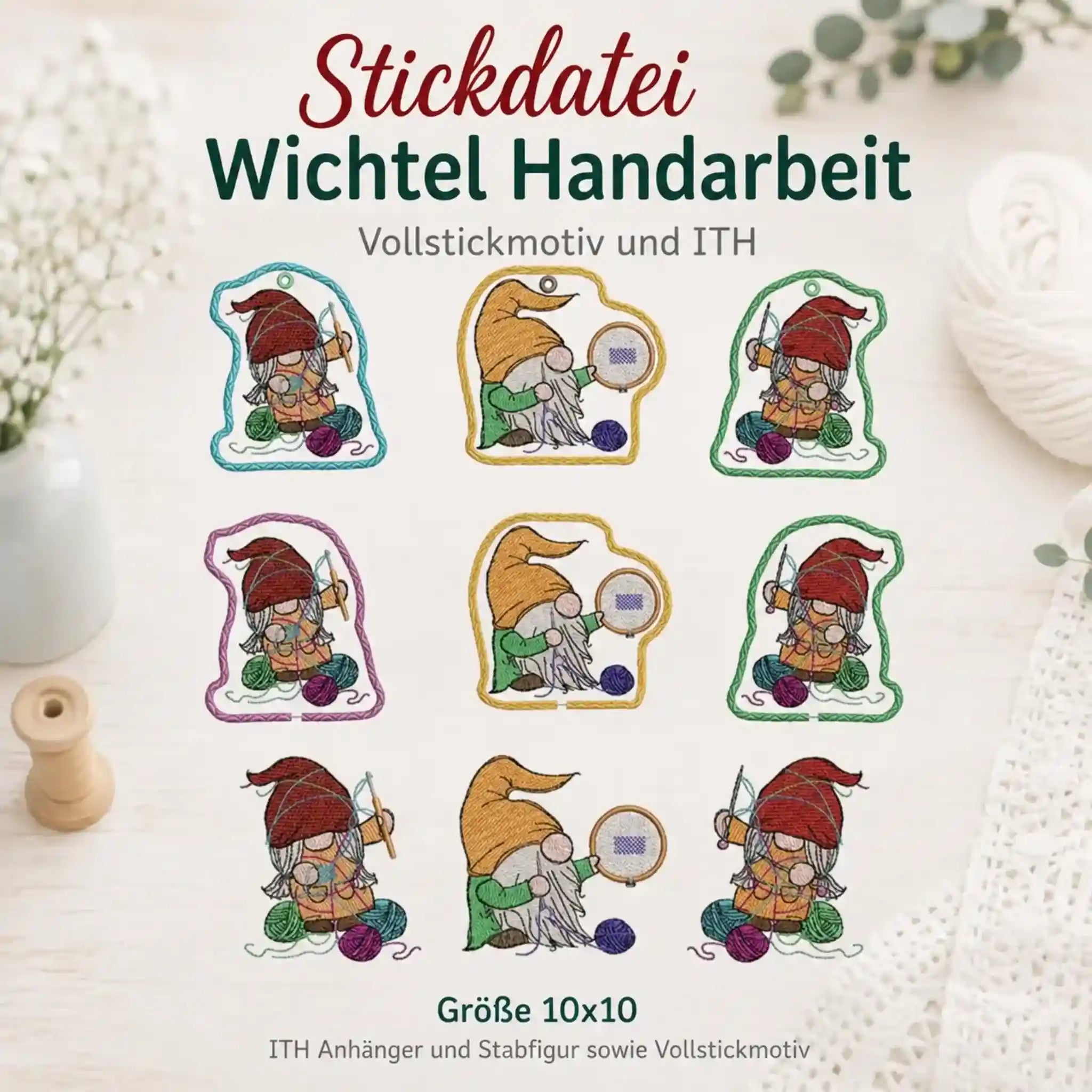 ITH Stickdatei Wichtel Handarbeit