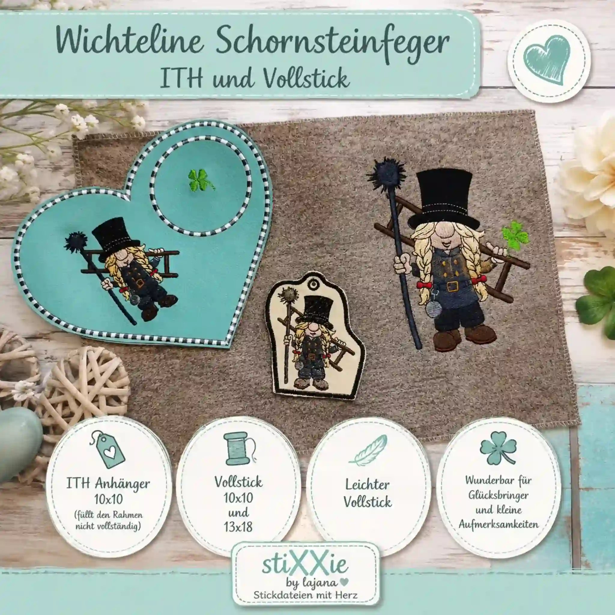 ITH Stickdatei Wichteline Schornsteinfeger