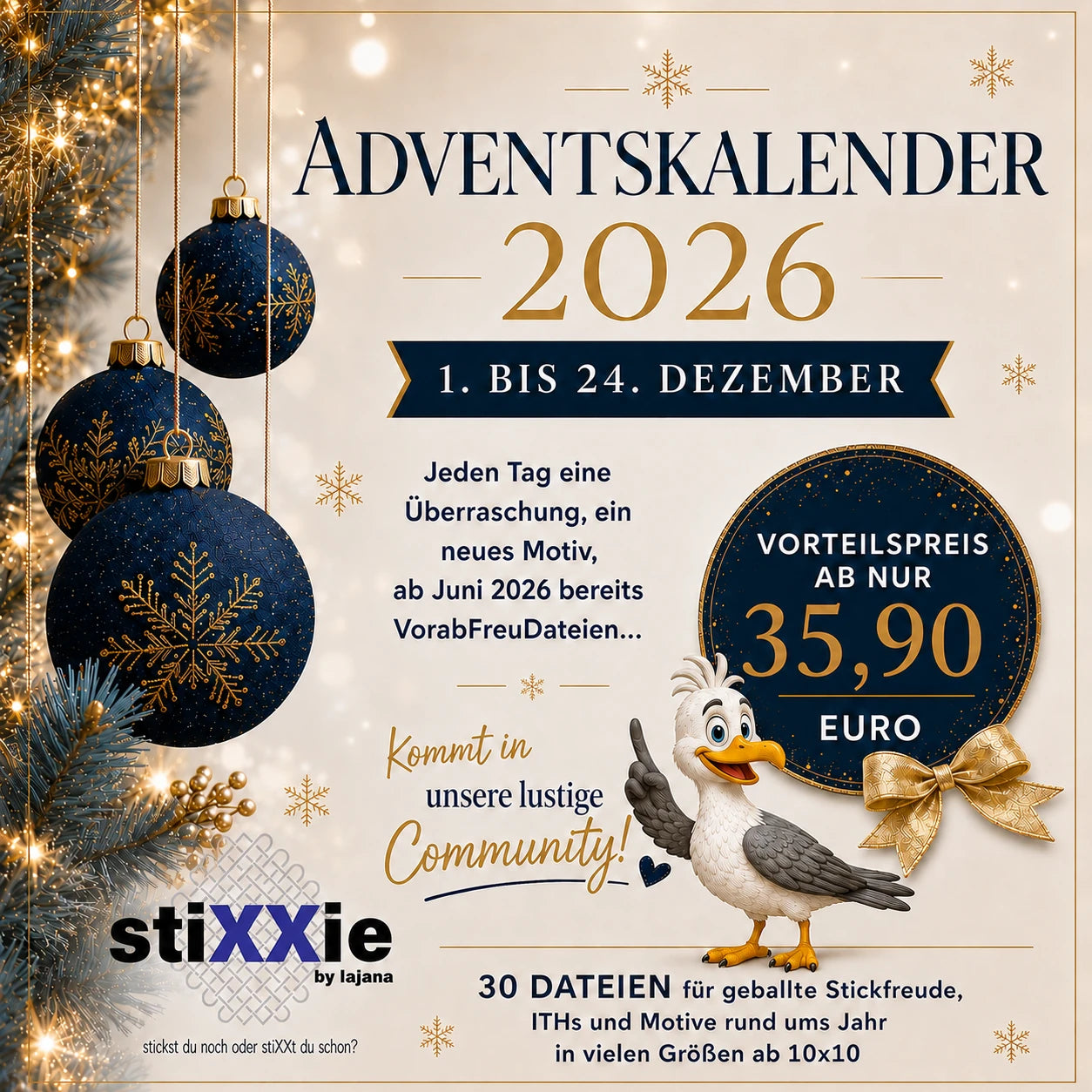 Stickdateien Adventskalender 2026 – Exklusive Überraschungen
