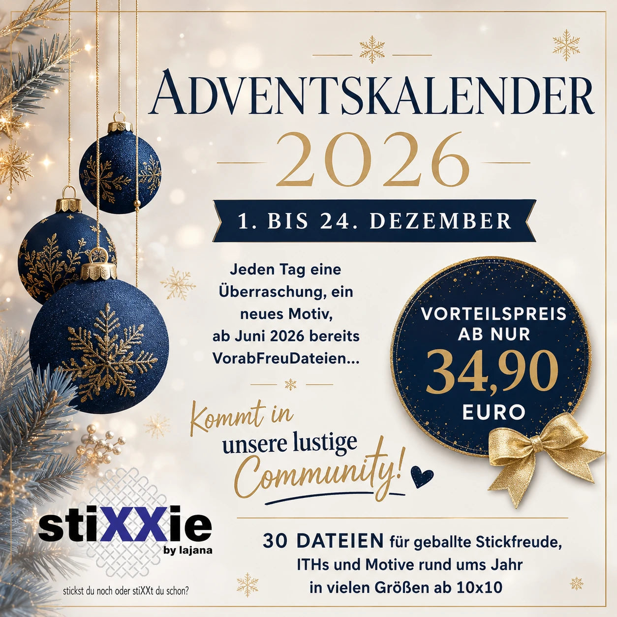 Stickdateien Adventskalender 2026 – Exklusive Überraschungen