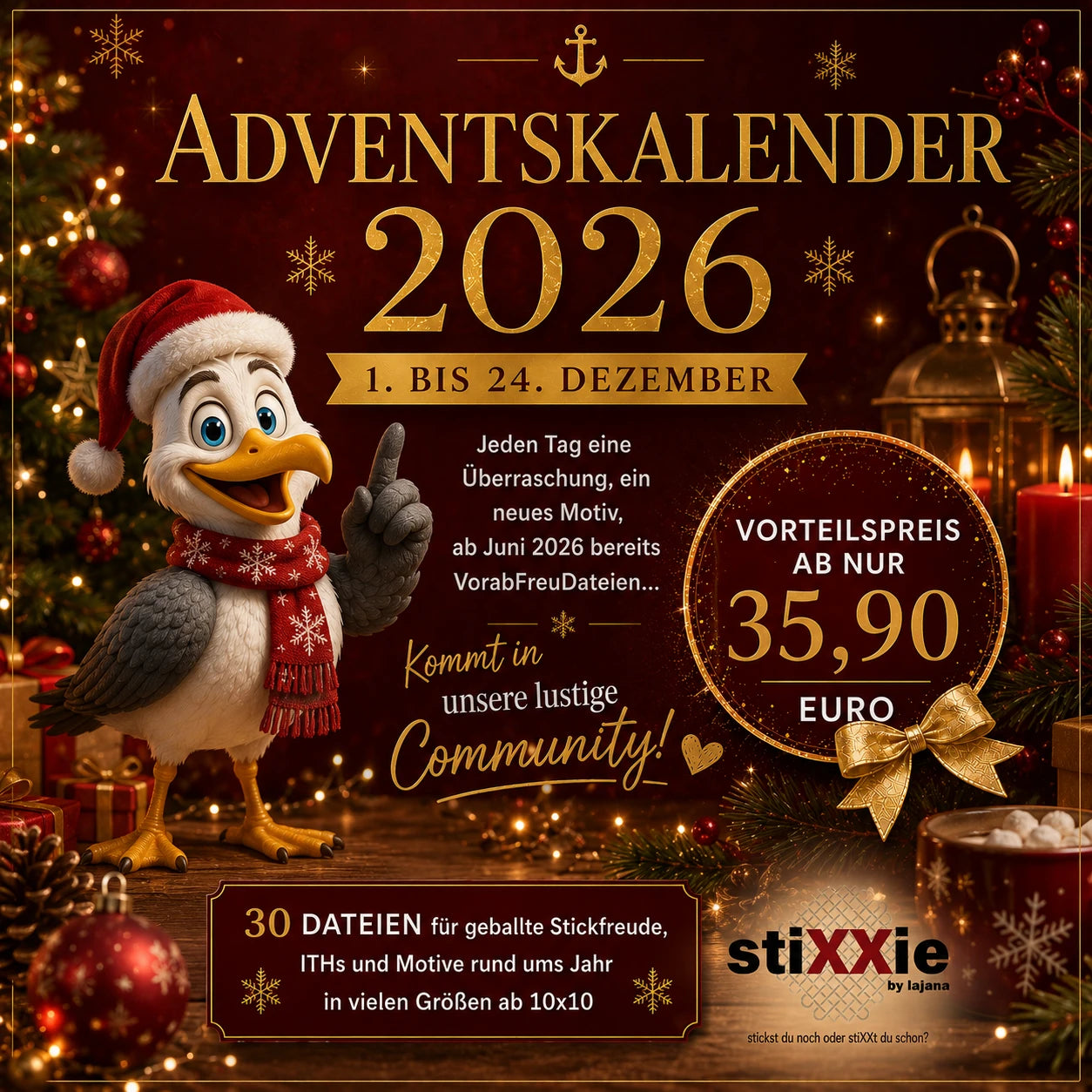 Stickdateien Adventskalender 2026 – Exklusive Überraschungen