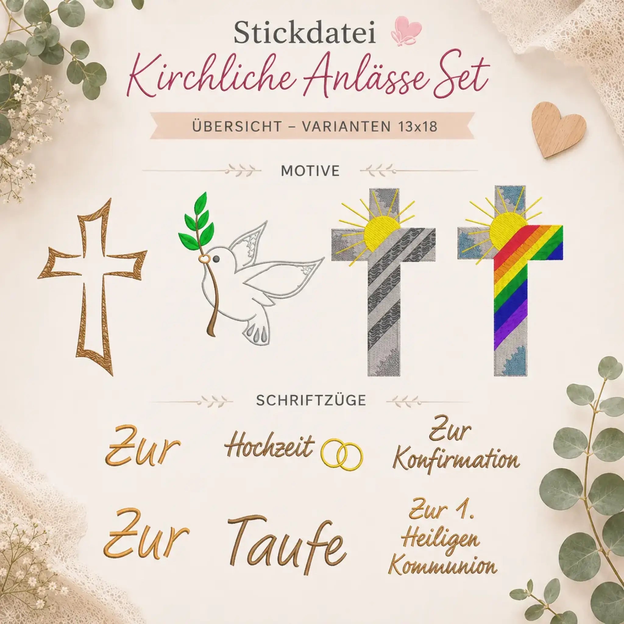 Stickdatei Kirchliche Anlässe Set