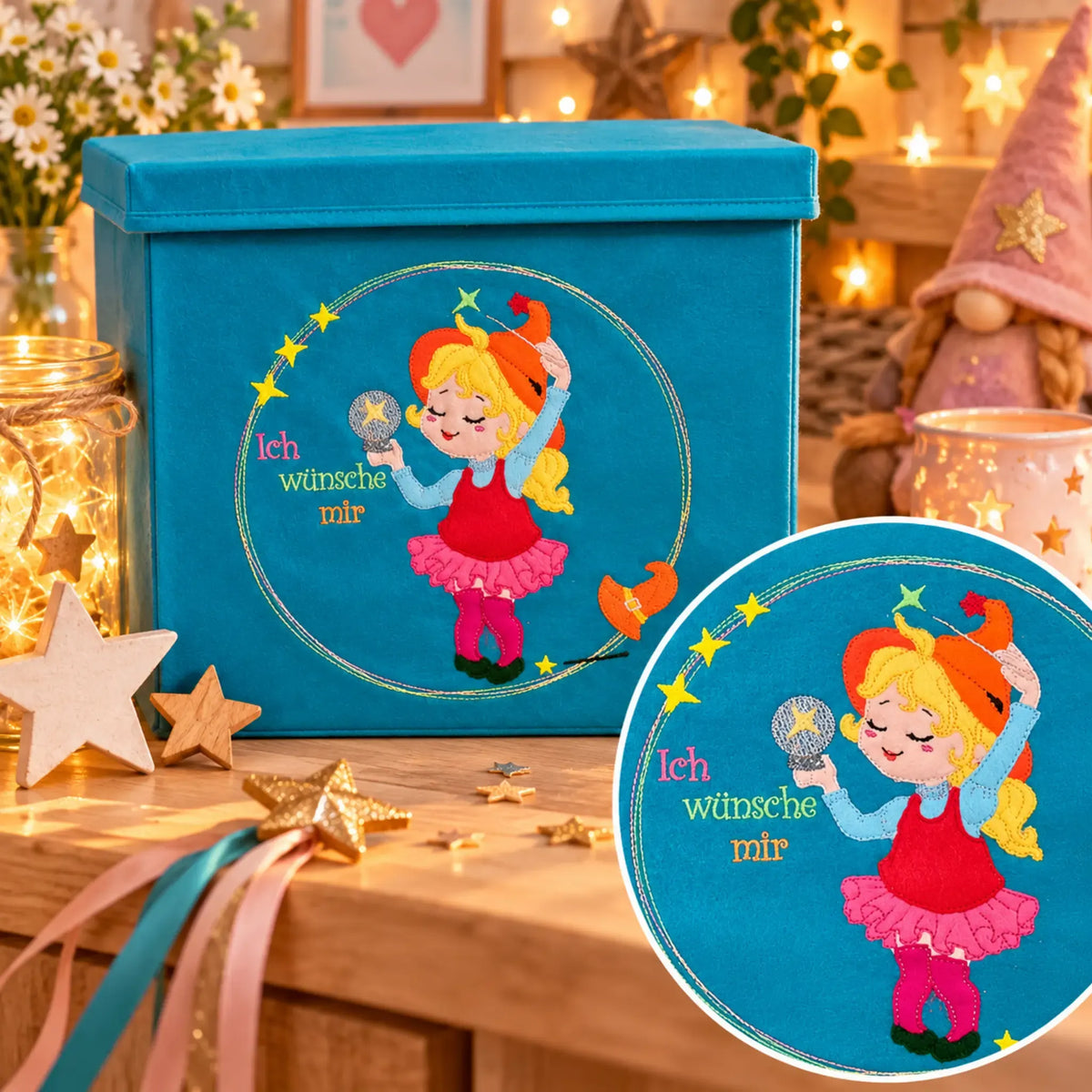 Stickdatei-Set Kleine Hexe -  Doodle Applikation