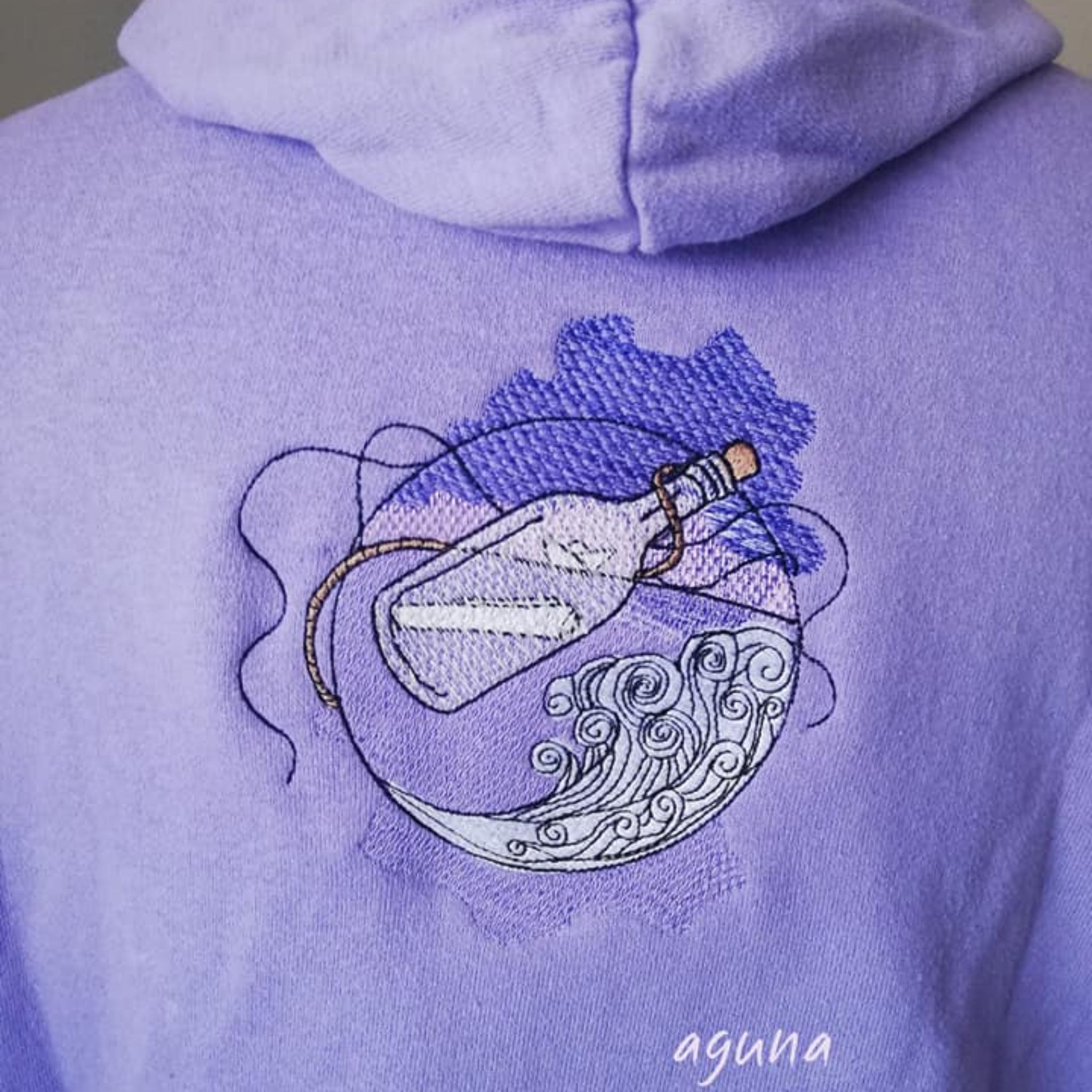 Flaschenpost Stickvorlage 13x18 - Detailansicht Vollstick mit Umrandung
