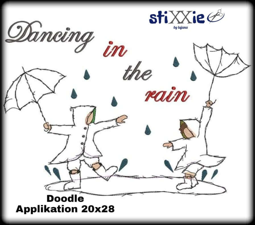 Stickdatei Regen Doodle Applikation von stiXXie by lajana