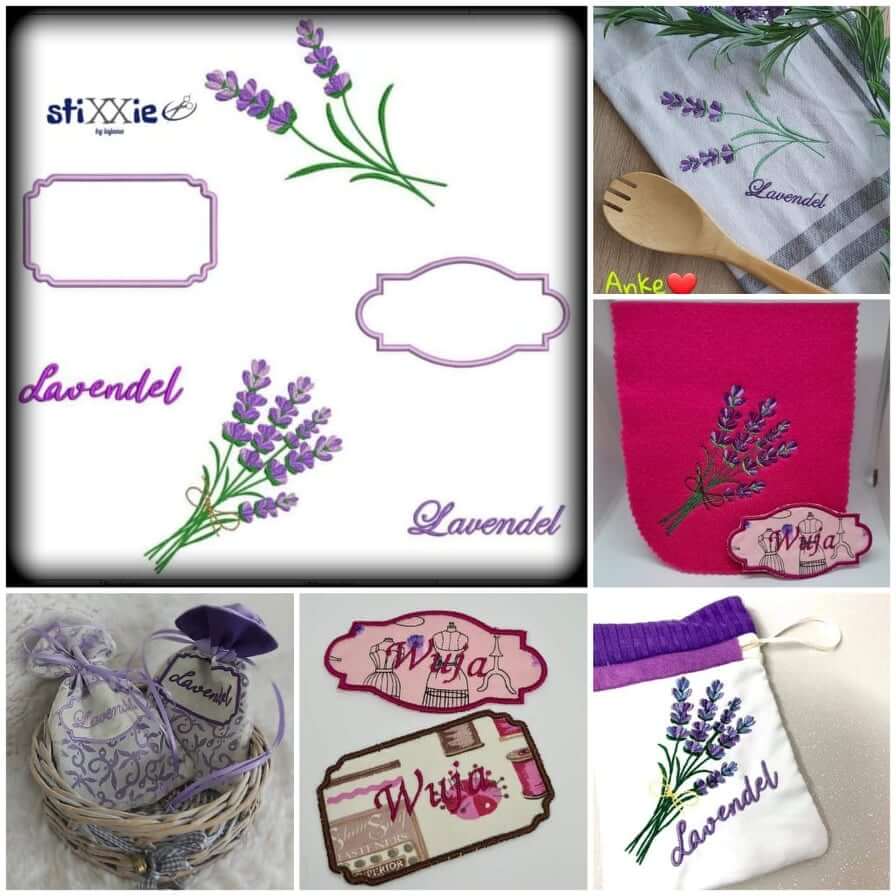 Stickdatei Lavendel Blumen Set