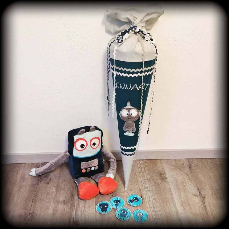 Roboter Robi Stickdatei Roboter Set DoodleAppli Robi 13x18