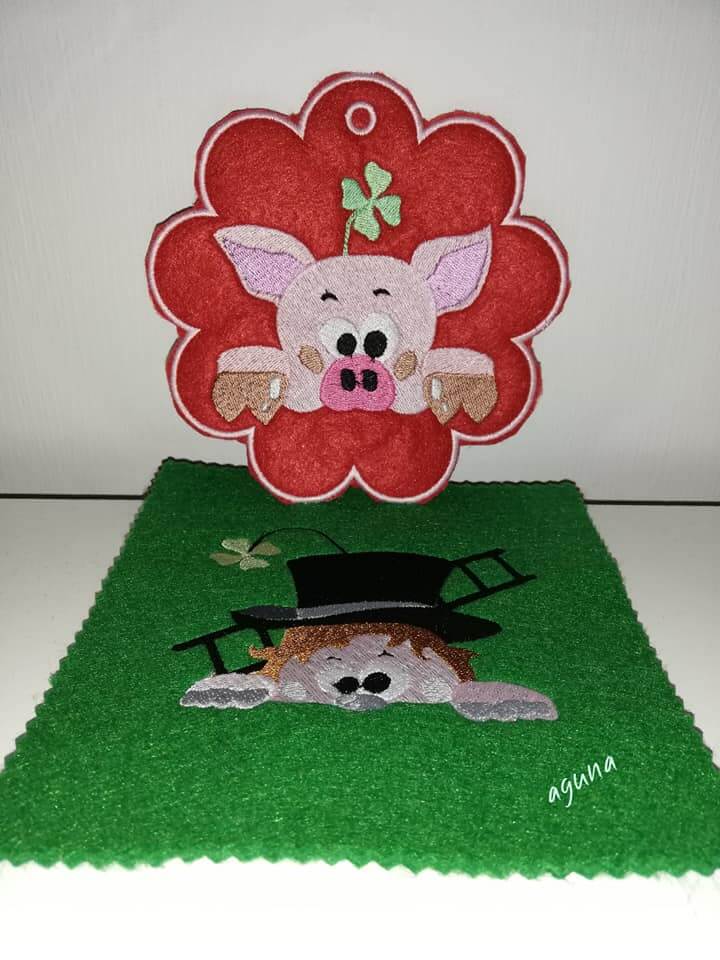 Embroidery file chimney sweep and pig