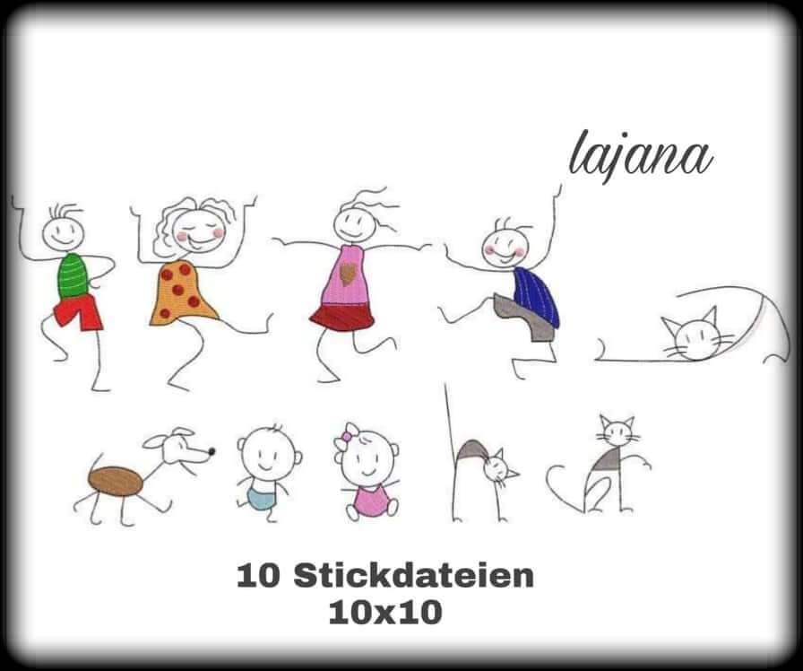 Stickdatei Strichmännchen Set von stiXXie by lajana