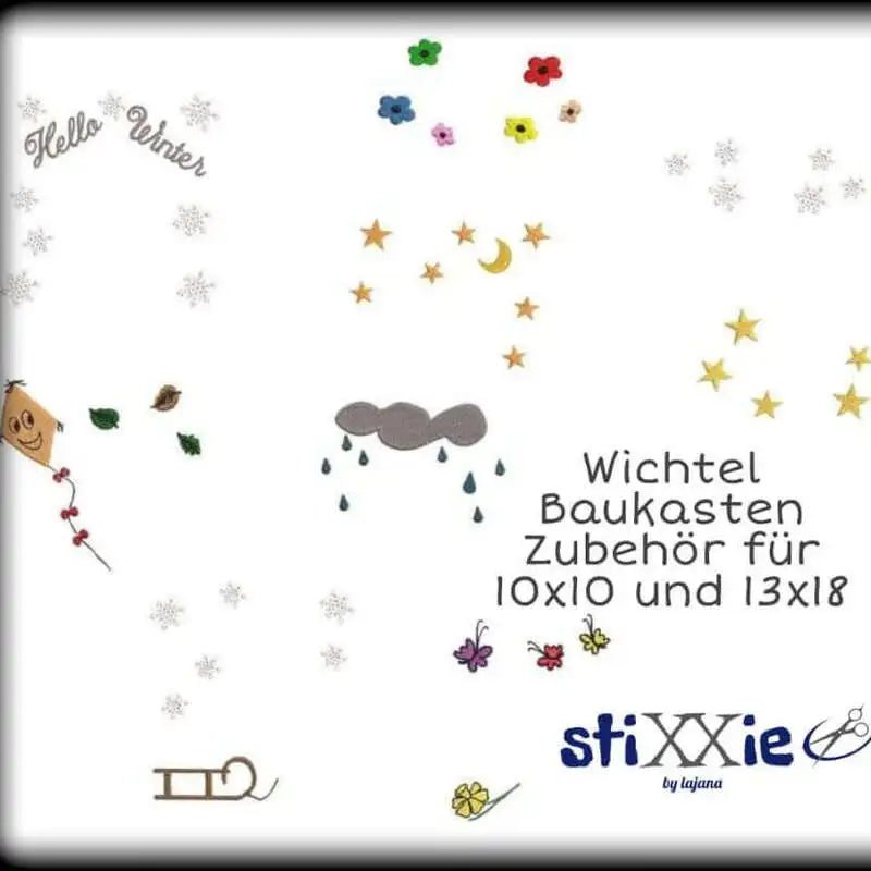 Stickdatei Wichtel Baukasten Set DoodleAppli von stiXXie by lajana