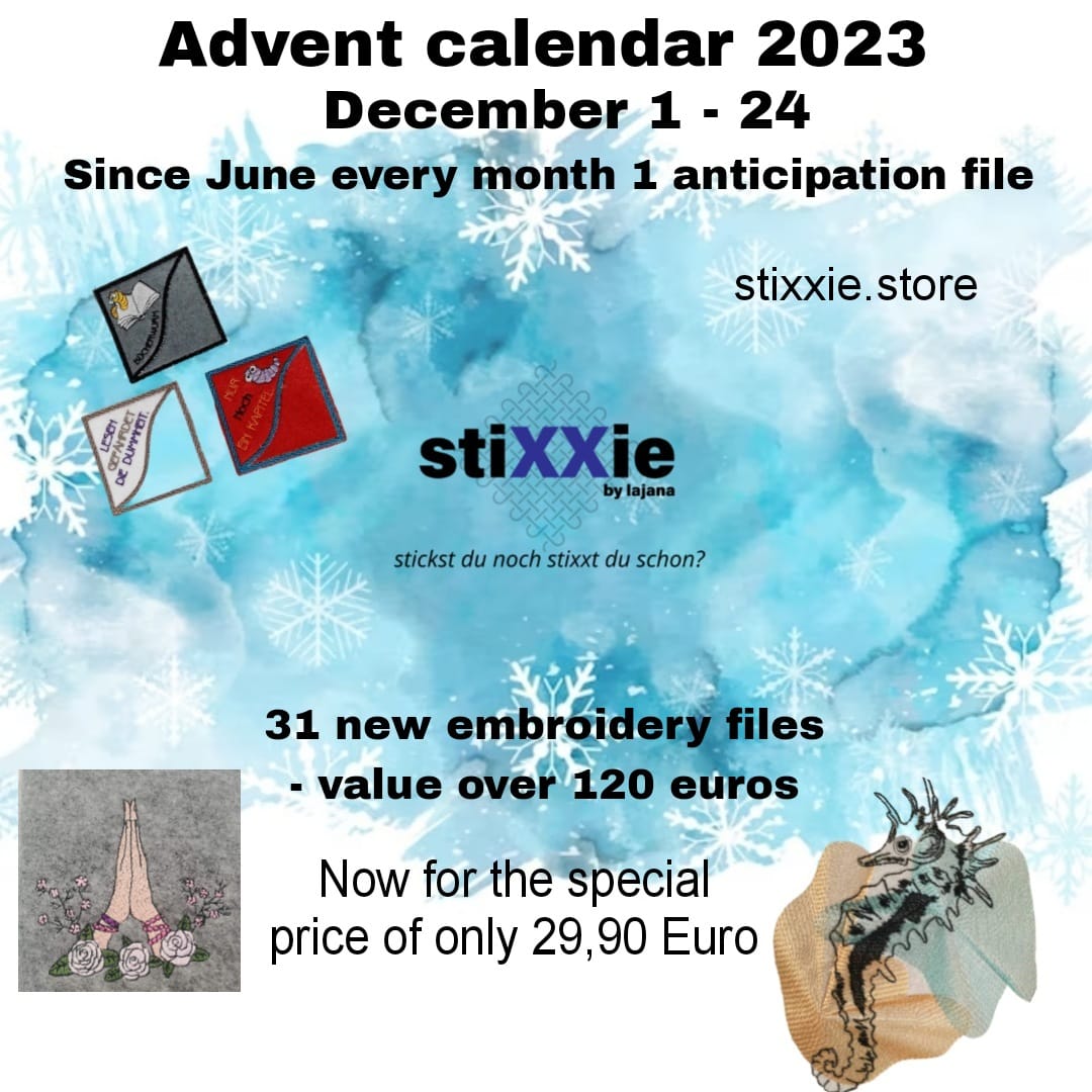 Stickdatei von stiXXie Embroidery files Advent calendar 2023