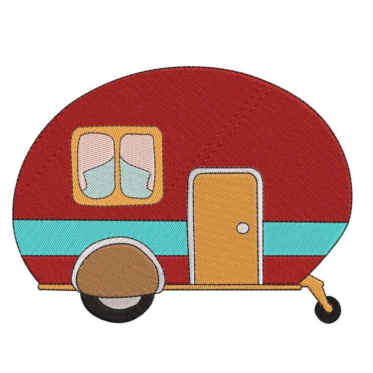 Stickdatei Camping Wohnwagen Anhänger