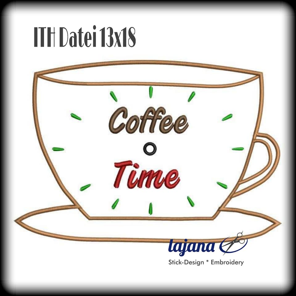 ITH Stickdatei Uhr Coffee-Time von stiXXie by lajana