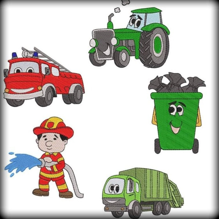 Stickdatei Feuerwehr Traktor Set
